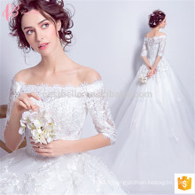 2017 Nouveau design en dentelle applique robe de balle chapelle train plus taille robe de mariée
